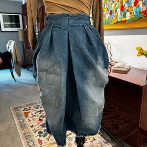 Elegant Blue Denim Midi Skirt